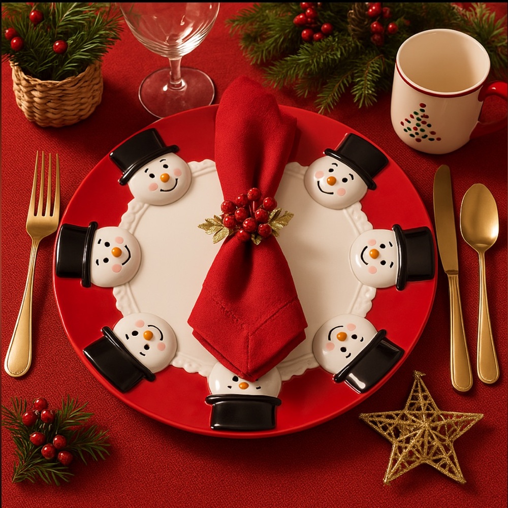 2 Vintage 90’s 3-D Holiday Snowman Party Platters. Large | 16” Easter Unlimited
